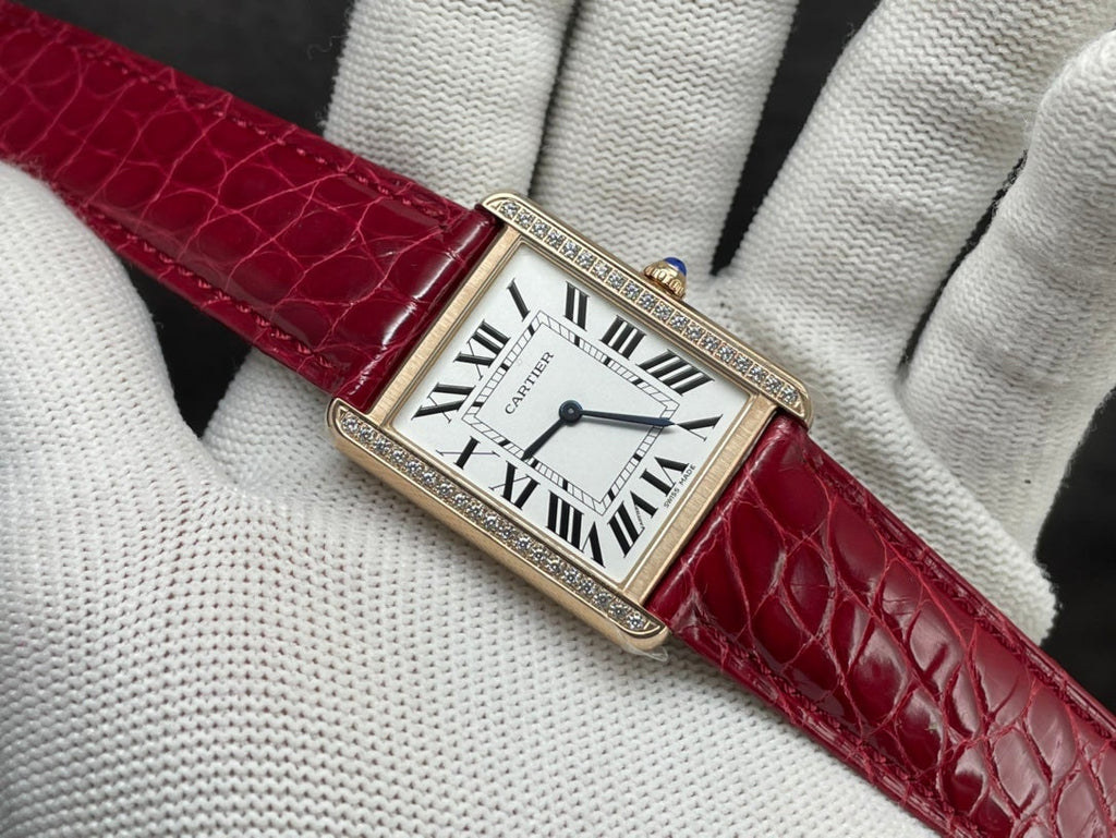 TANK LOUIS DE CARTIER QUARTZ GOLD CASE DIAMOND BEZEL